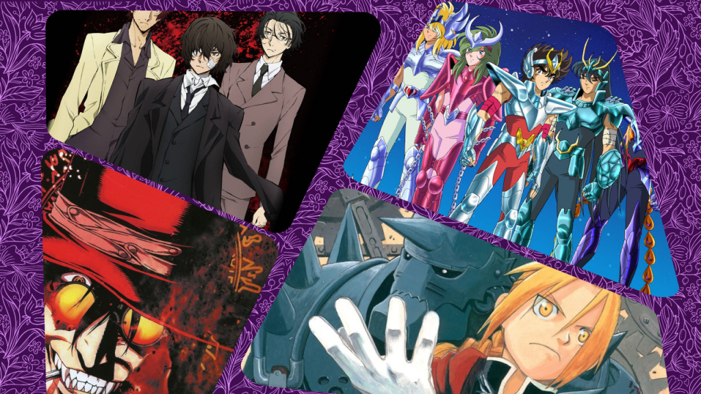Generos del manga. Bungo Stray Dogs, Hellsing Ultimate, Los caballeros del zodiaco, Fullmetal Alchemist